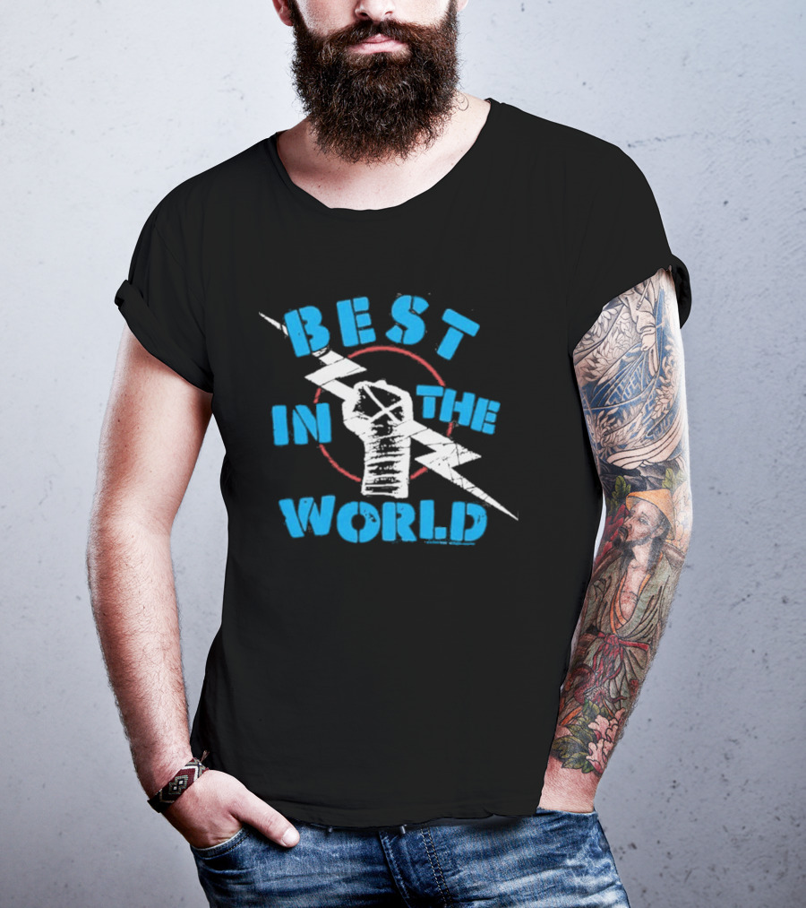 Best In The World Fist Lightning Bolt Circle T-Shirt