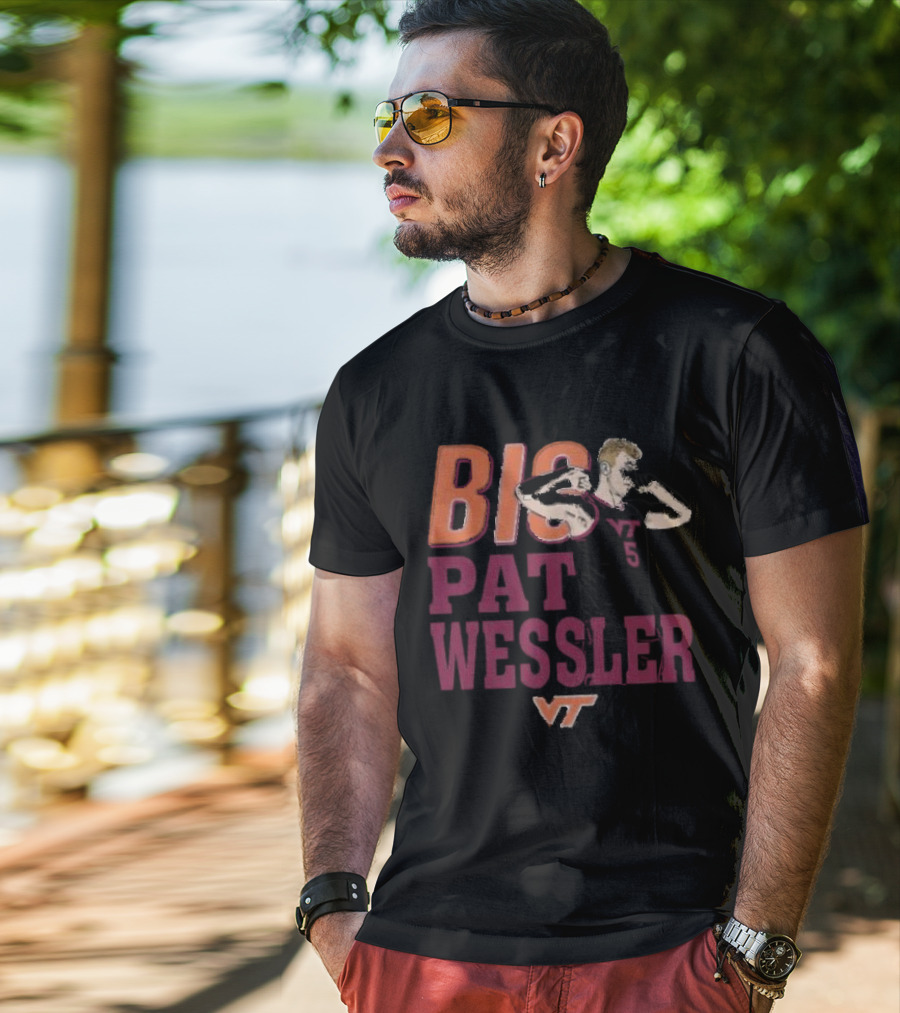 Big Pat Wessler VT Hokies Player Cartoon T-Shirt