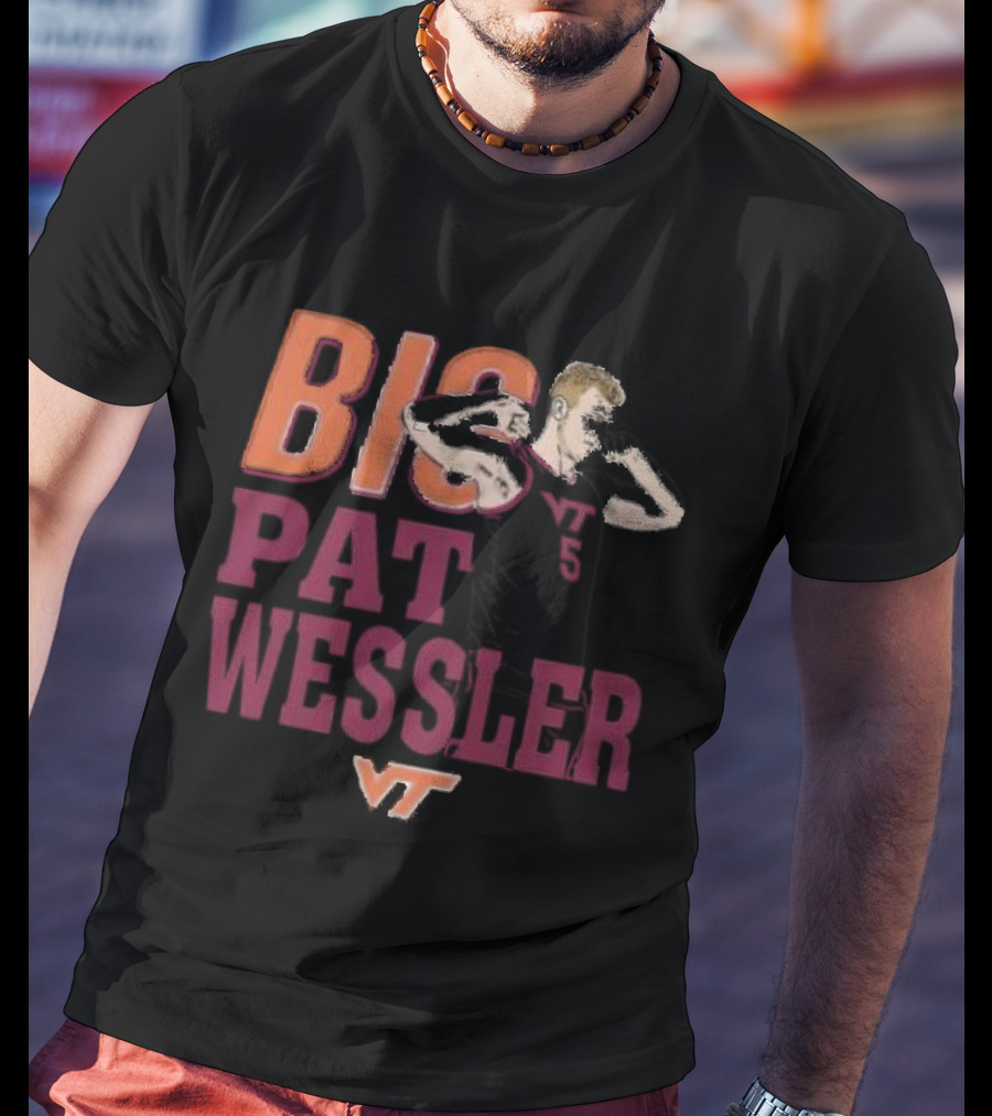 Big Pat Wessler VT Hokies Player Cartoon T-Shirt