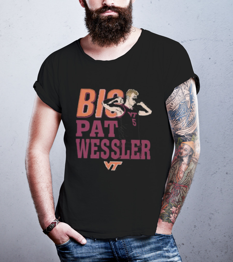 Big Pat Wessler VT Hokies Player Cartoon T-Shirt