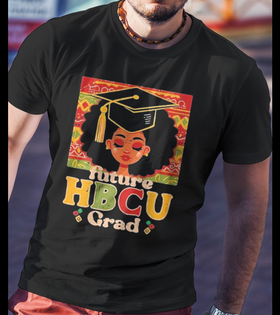 Future HBCU Grad Graduation Cap Afrocentric Pattern T-Shirt