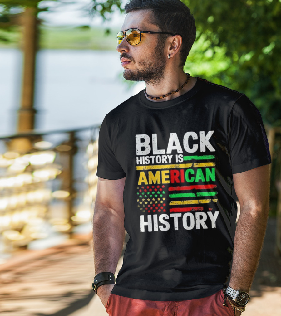 Black History Is American History Vintage Flag Design T-Shirt