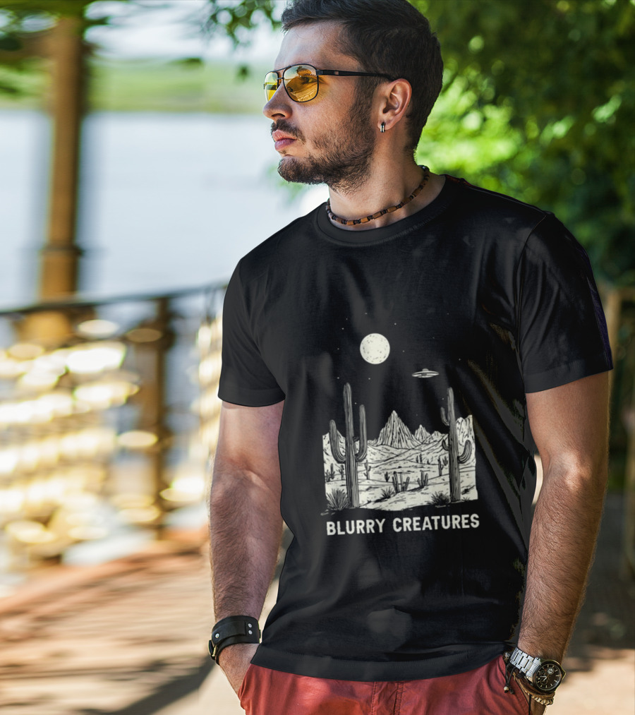 Blurry Creatures Desert Nights UFO Cactus Moon T-Shirt