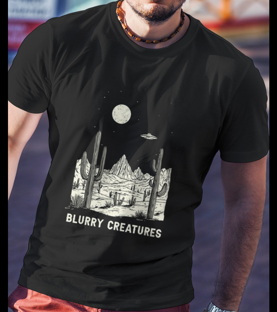 Blurry Creatures Desert Nights UFO Cactus Moon T-Shirt