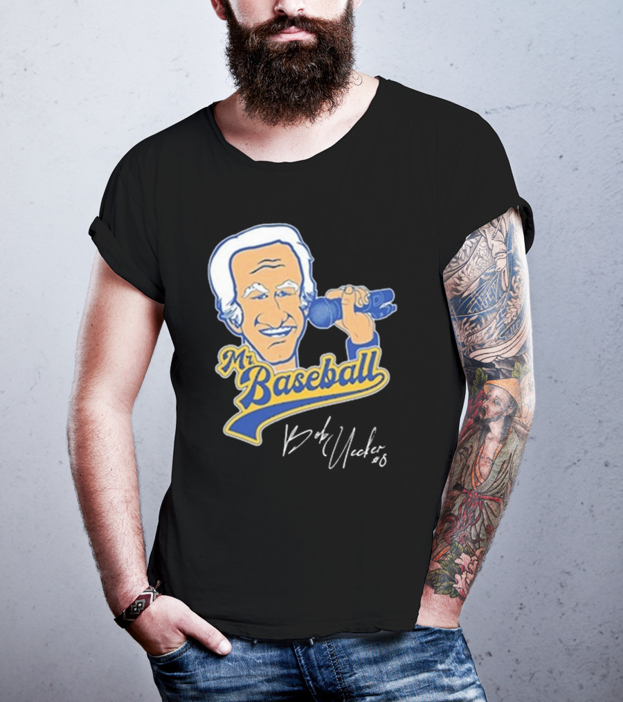 Mr Baseball Bob Uecker UECK Microphone Illustration T-Shirt