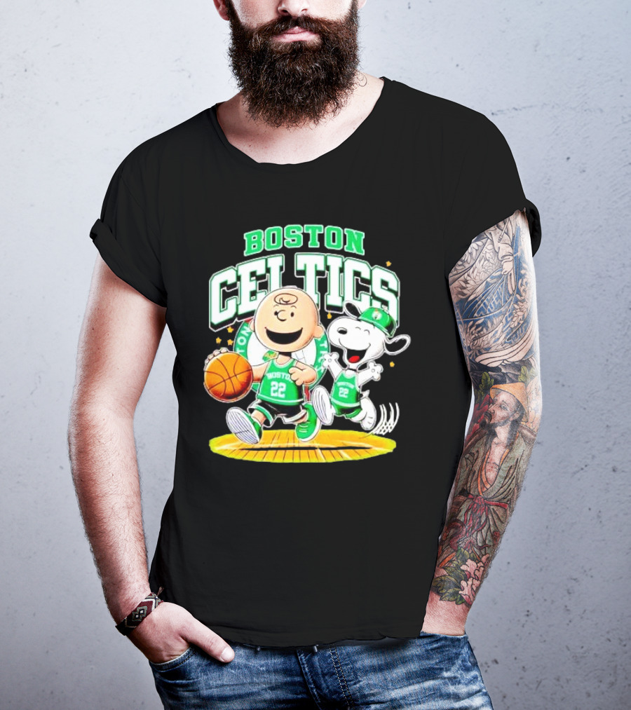 Boston Celtics Charlie Brown Snoopy Basketball Fan Fun T-Shirt