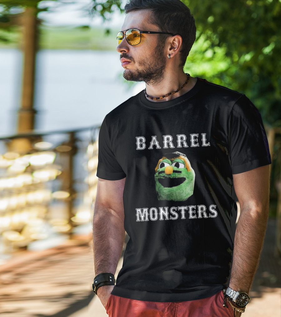 Barrel Monsters Boston Red Sox 2025 Green Furry Face T-Shirt