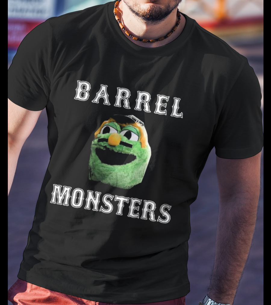 Barrel Monsters Boston Red Sox 2025 Green Furry Face T-Shirt