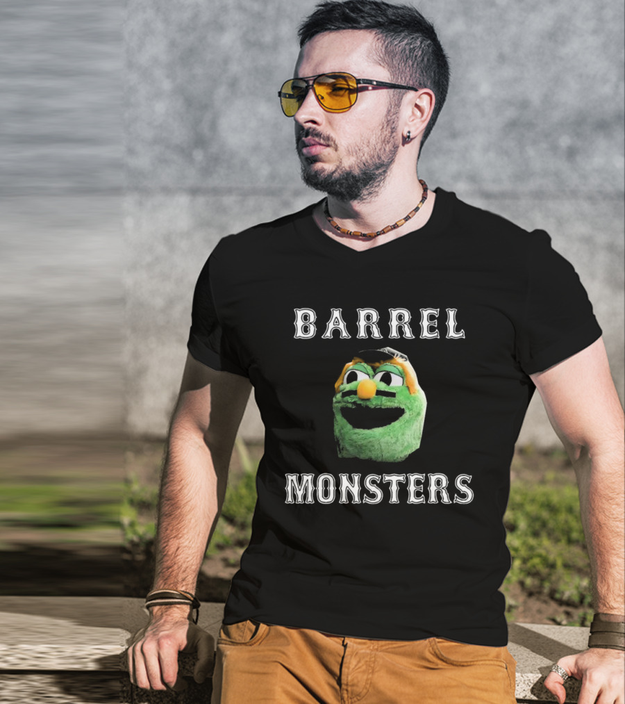 Barrel Monsters Boston Red Sox 2025 Green Furry Face T-Shirt