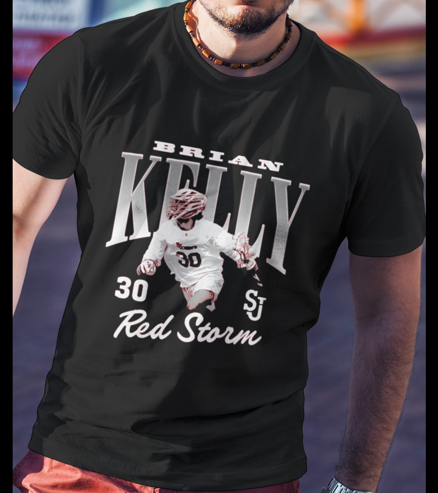 Brian Kelly Illustrated 30 St. John’s Red Storm Men’s Lacrosse NCAA Division I T-Shirt