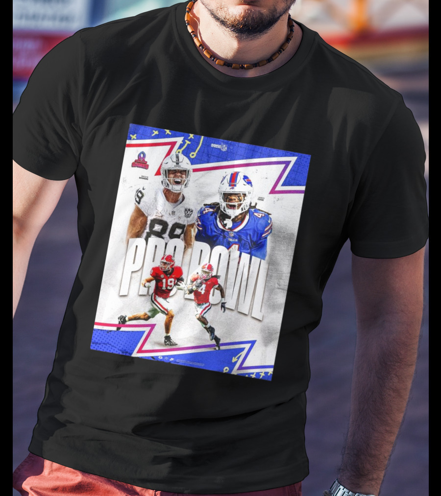 Brock Bowers Las Vegas Raiders And James Cook Buffalo Bills 2025 Pro Bowl Games NFL T-Shirt