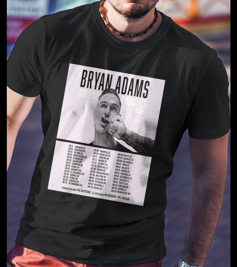 Bryan Adams Roll With The Punches 2025 North America Tour T-Shirt