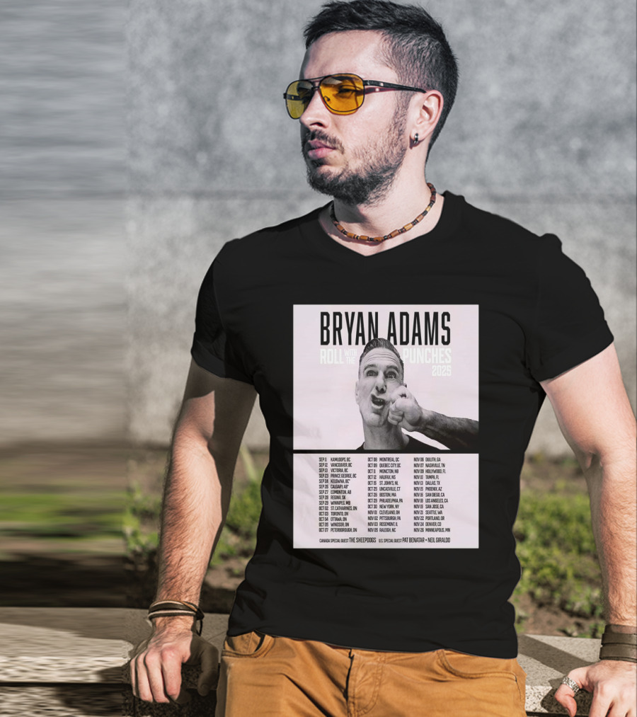 Bryan Adams Roll With The Punches 2025 North America Tour T-Shirt
