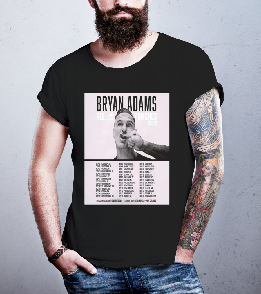 Bryan Adams Roll With The Punches 2025 North America Tour T-Shirt