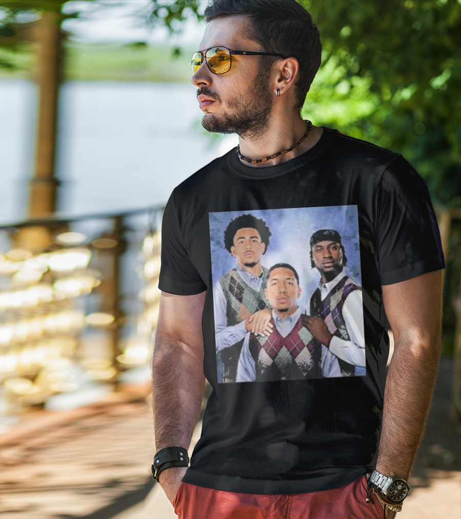 Bryce Young Chuba Hubbard Xavier Legette Vintage Argyle Sweater Step Brothers Look T-Shirt