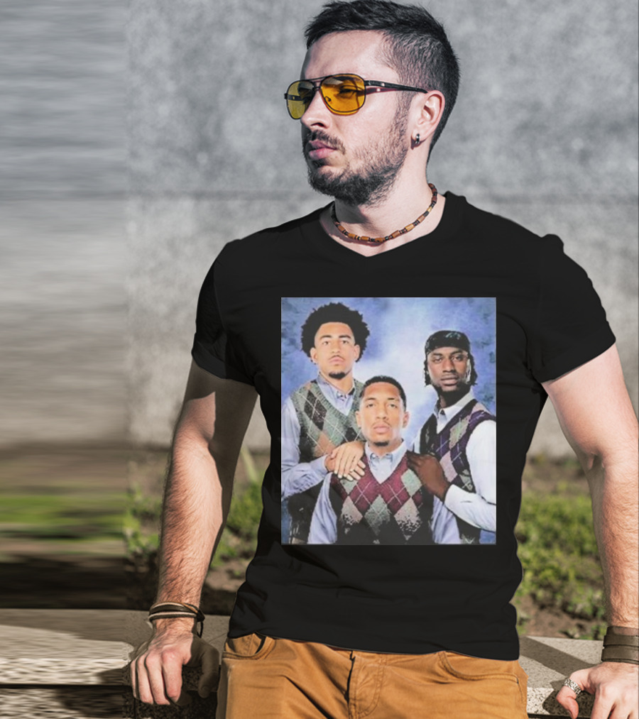 Bryce Young Chuba Hubbard Xavier Legette Vintage Argyle Sweater Step Brothers Look T-Shirt