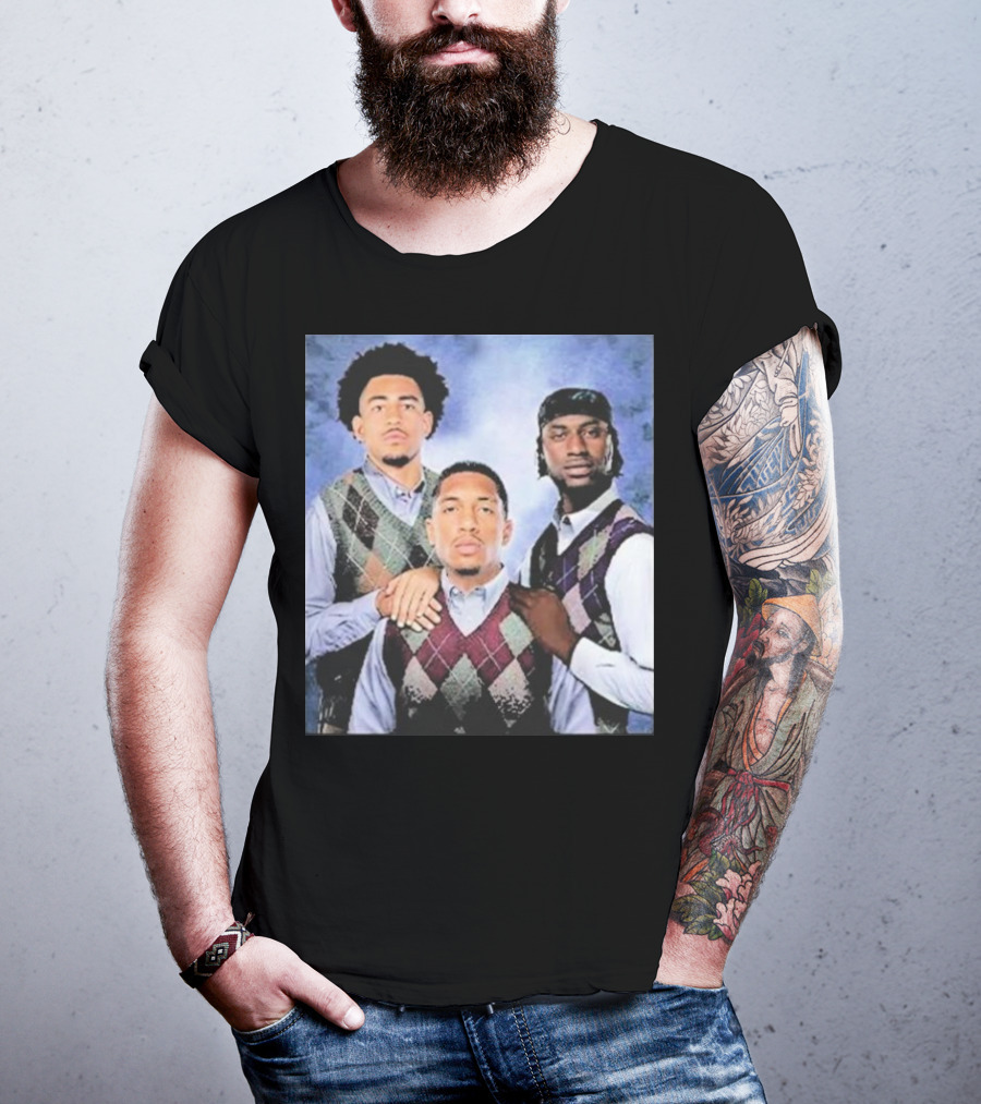 Bryce Young Chuba Hubbard Xavier Legette Vintage Argyle Sweater Step Brothers Look T-Shirt