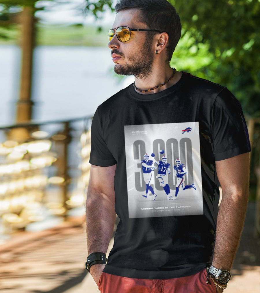 Buffalo Bills 3000 Passing Yards In The Playoffs Third-Youngest QB In NFL History T-Shirt