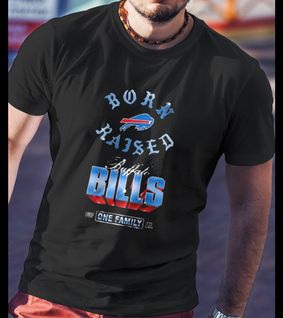 Buffalo Bills Born X Raised BUF One Family Chrome Rocker T-Shirt