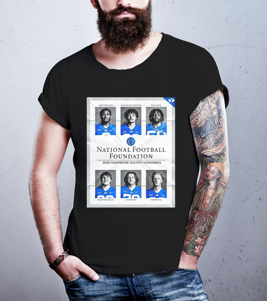 BYU Cougars National Football Foundation 2025 Hampshire Society Honorees Bohanon Bryant-Strother Jatta T-Shirt
