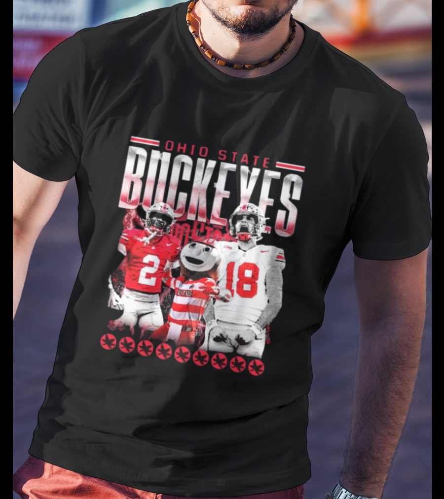 Caleb Downs X Will Howard Ohio State Buckeyes Mascot Graphic T-Shirt