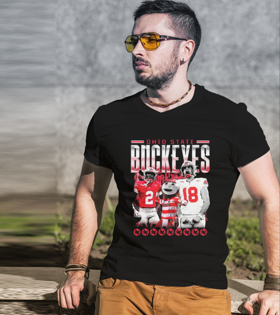 Caleb Downs X Will Howard Ohio State Buckeyes Mascot Graphic T-Shirt