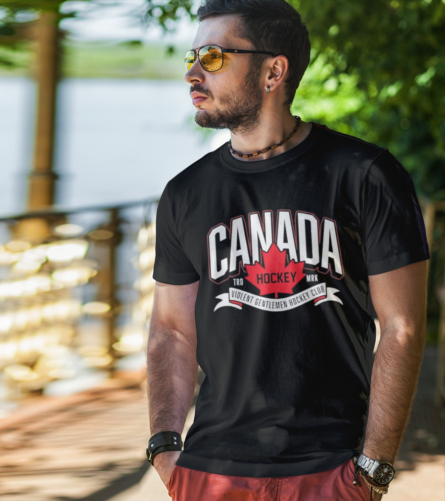 Canada Hockey Glowing Hearts Violent Gentlemen Hockey Club T-Shirt