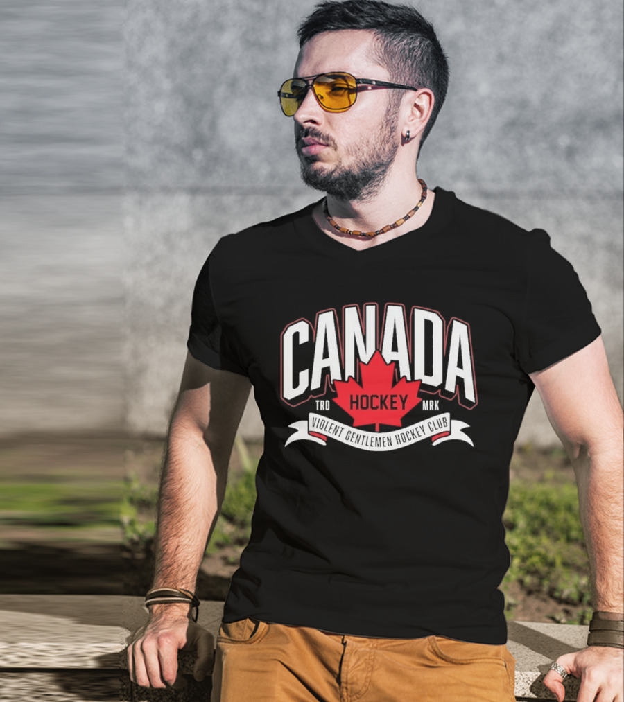 Canada Hockey Glowing Hearts Violent Gentlemen Hockey Club T-Shirt