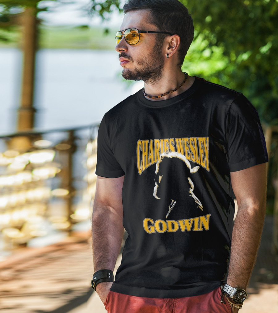 Charles Wesley Godwin CWG Silhouette Bold Yellow Text T-Shirt