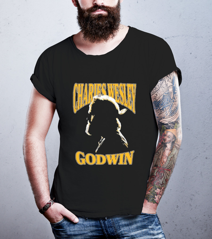 Charles Wesley Godwin CWG Silhouette Bold Yellow Text T-Shirt
