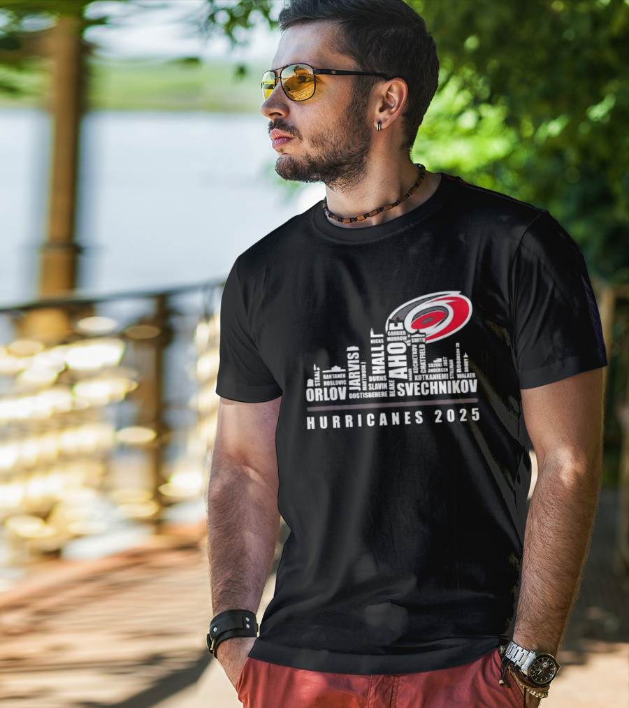 Carolina Hurricanes 2025 Players Names City Skyline T-Shirt