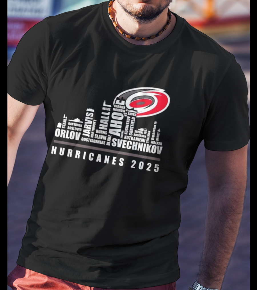 Carolina Hurricanes 2025 Players Names City Skyline T-Shirt