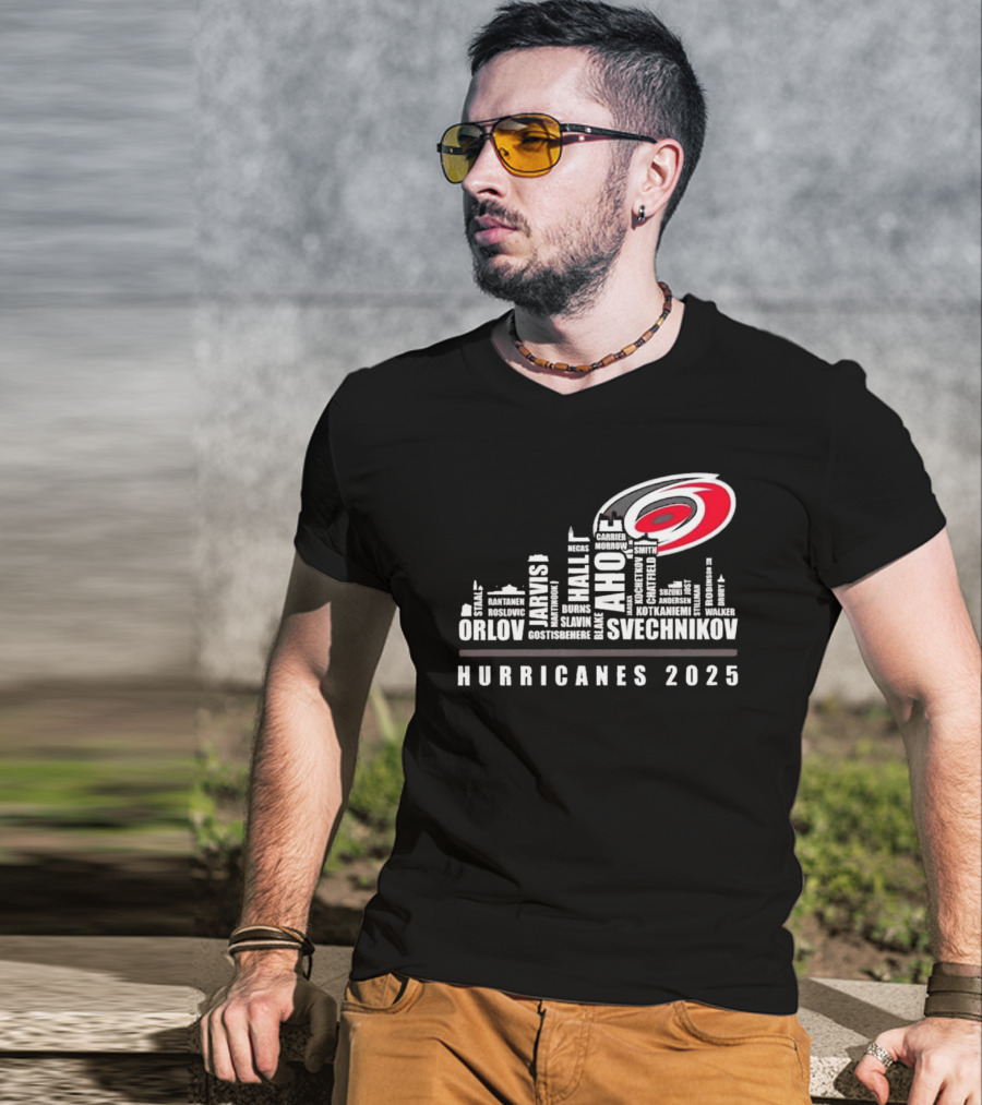 Carolina Hurricanes 2025 Players Names City Skyline T-Shirt