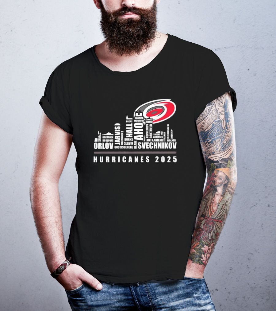 Carolina Hurricanes 2025 Players Names City Skyline T-Shirt