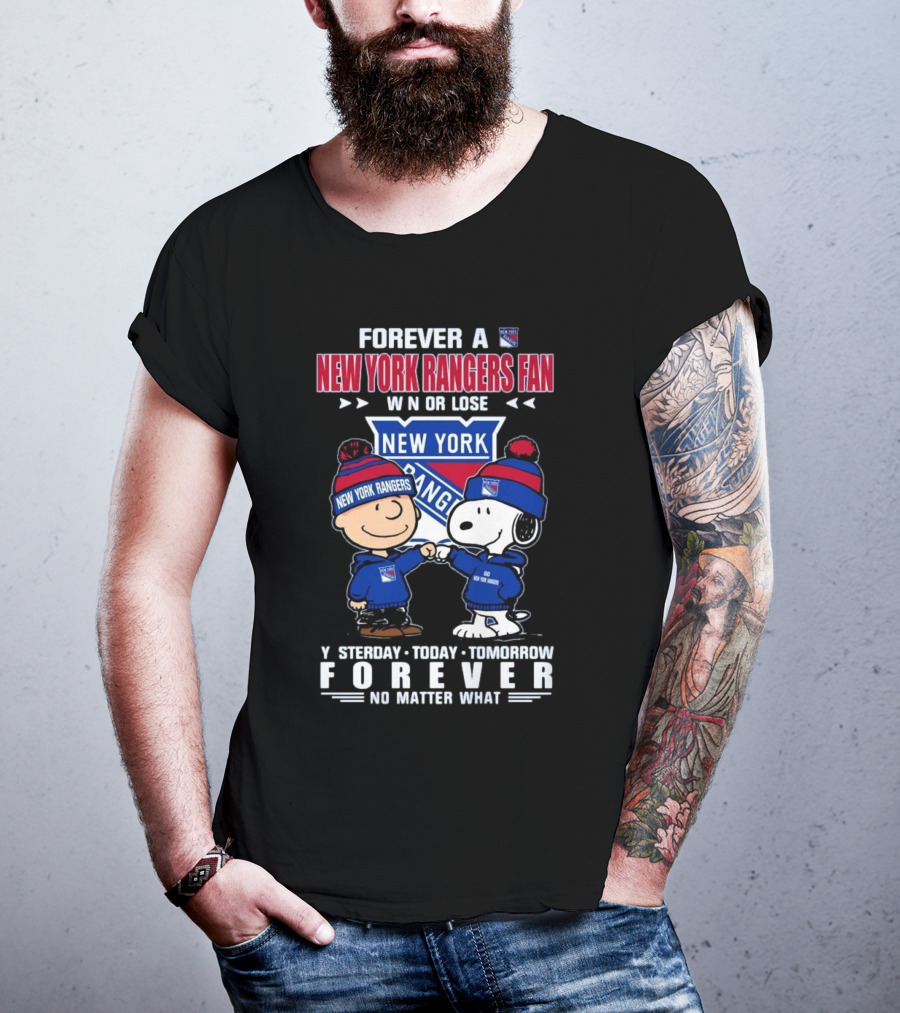 Charlie Brown And Snoopy Forever A New York Rangers Fan Win Or Lose Yesterday Today Tomorrow Forever T-Shirt