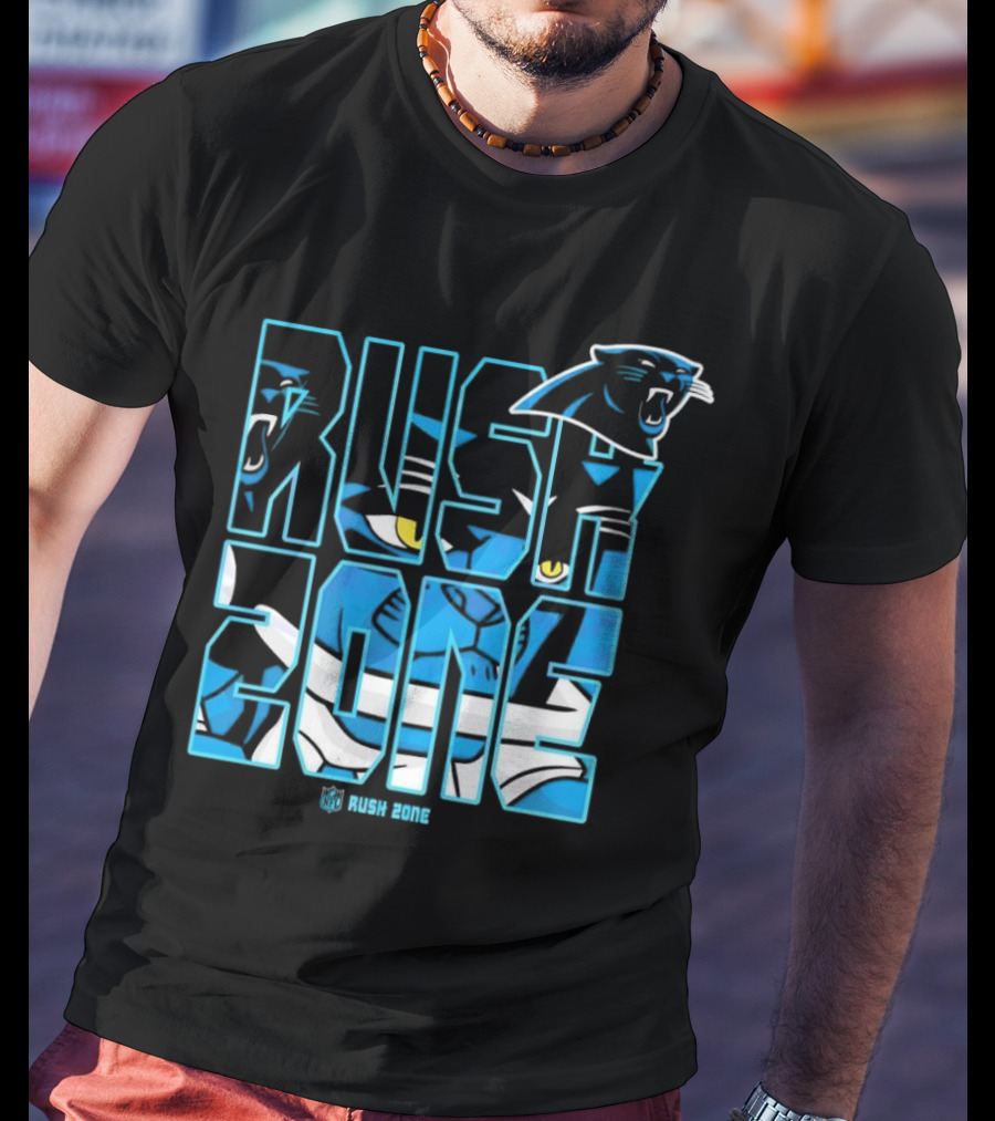 Carolina Panthers NFL Rush Zone Cartoon Football Logo T-Shirt