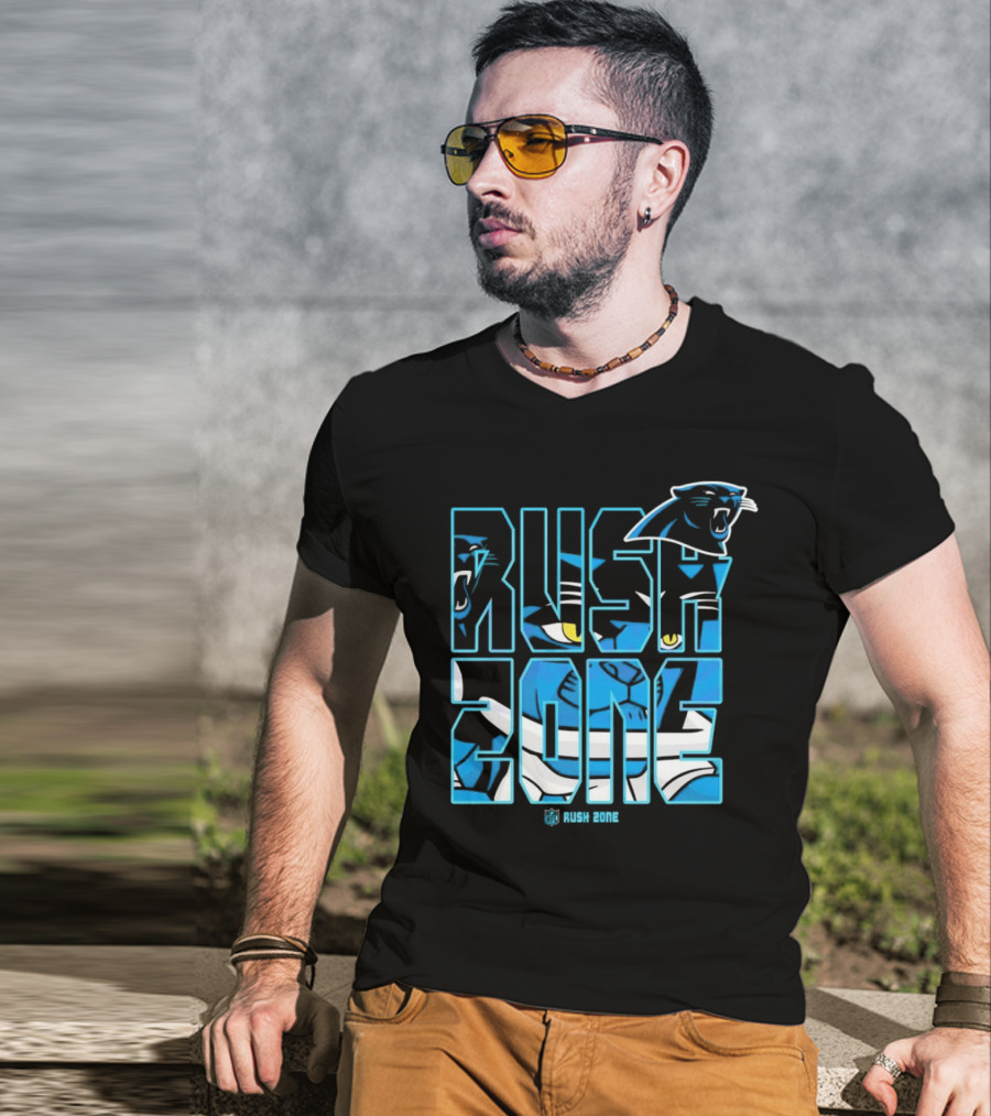 Carolina Panthers NFL Rush Zone Cartoon Football Logo T-Shirt