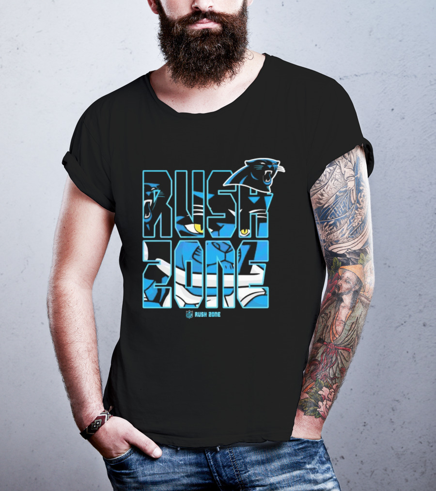 Carolina Panthers NFL Rush Zone Cartoon Football Logo T-Shirt