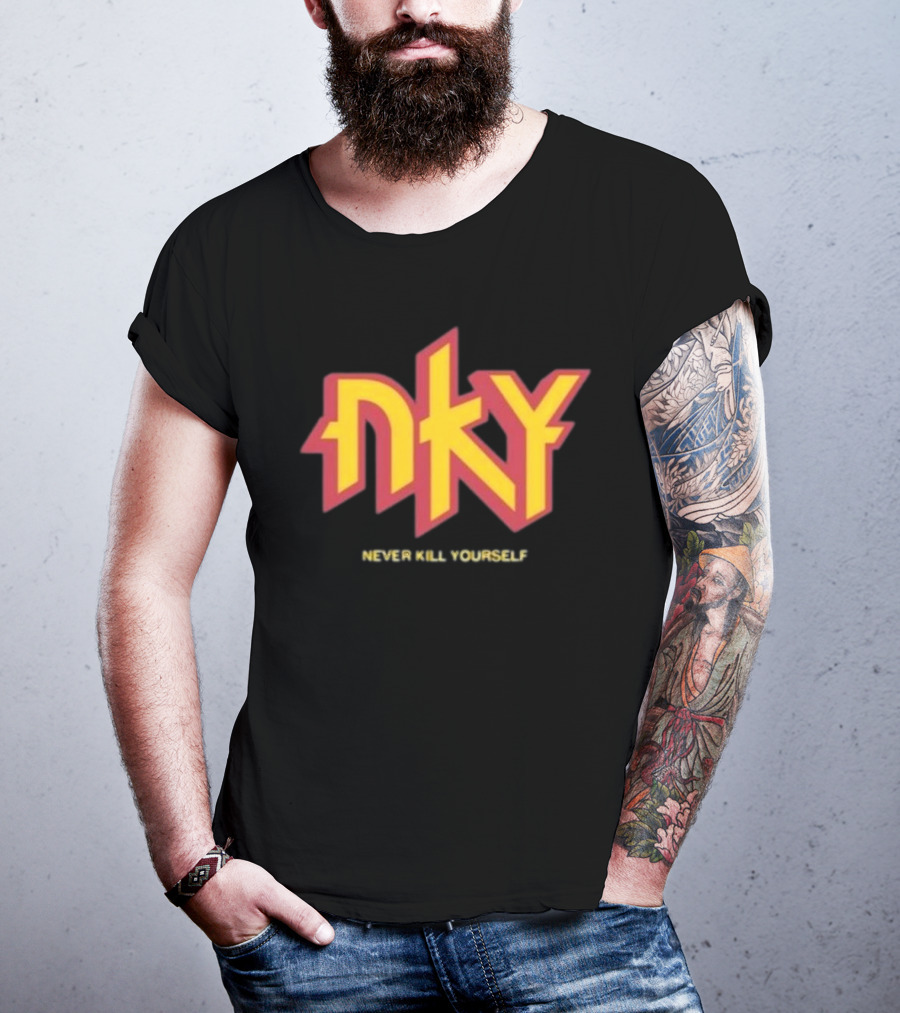 Christopher M Lafon Wearing Nyk Never Kill Yourself T-Shirt