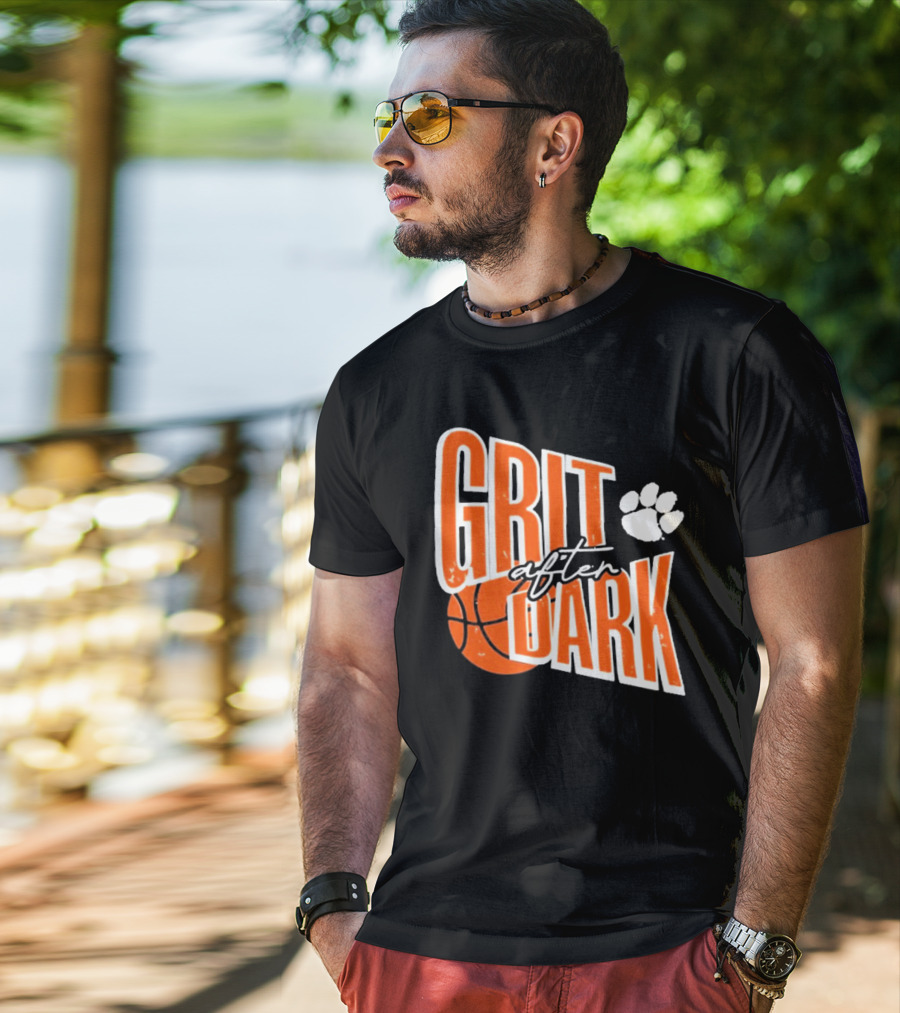 Clemson Tigers Grit After Dark Basketball With Paw Icon T-Shirt