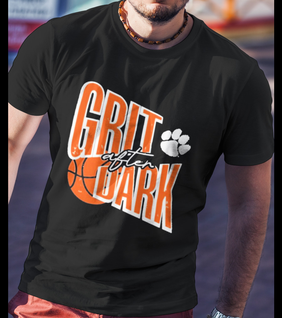 Clemson Tigers Grit After Dark Basketball With Paw Icon T-Shirt