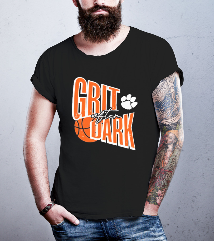 Clemson Tigers Grit After Dark Basketball With Paw Icon T-Shirt