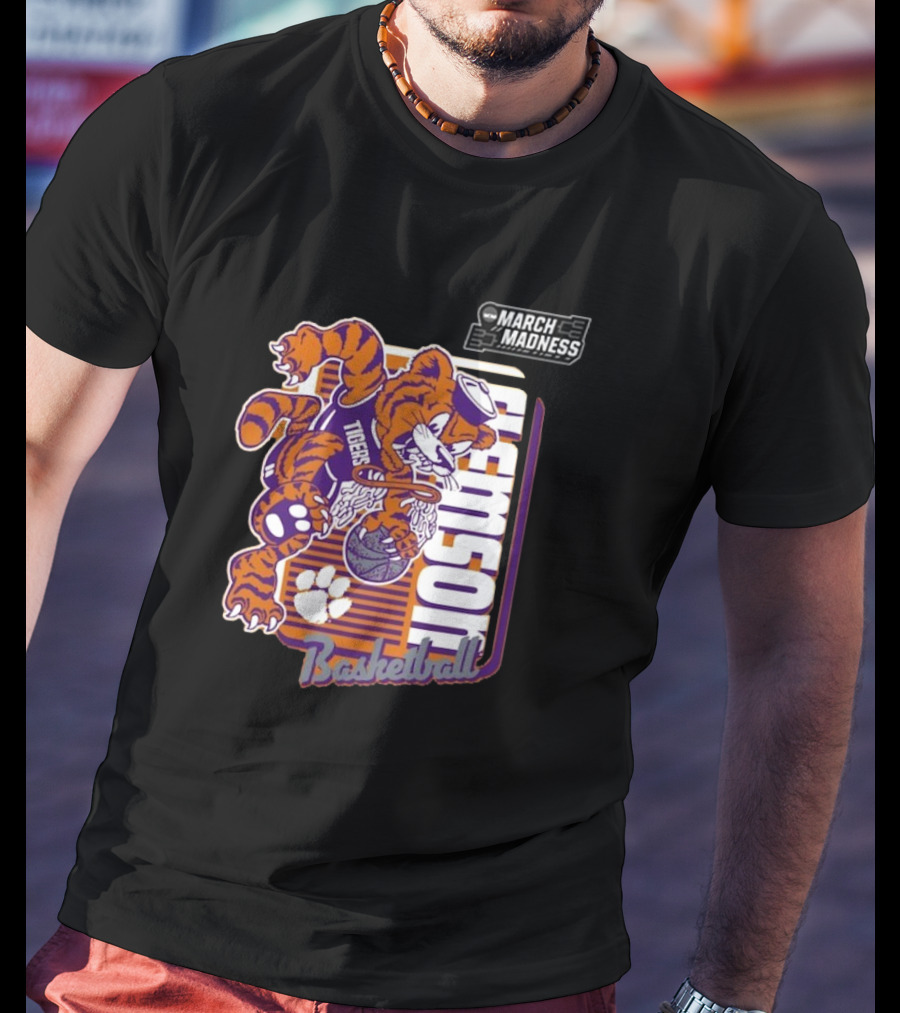 Clemson Basketball March Madness Dunking Tiger Mascot T-Shirt