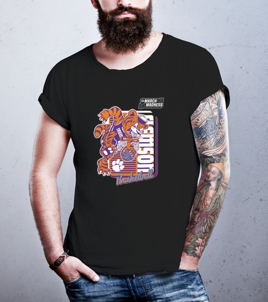 Clemson Basketball March Madness Dunking Tiger Mascot T-Shirt