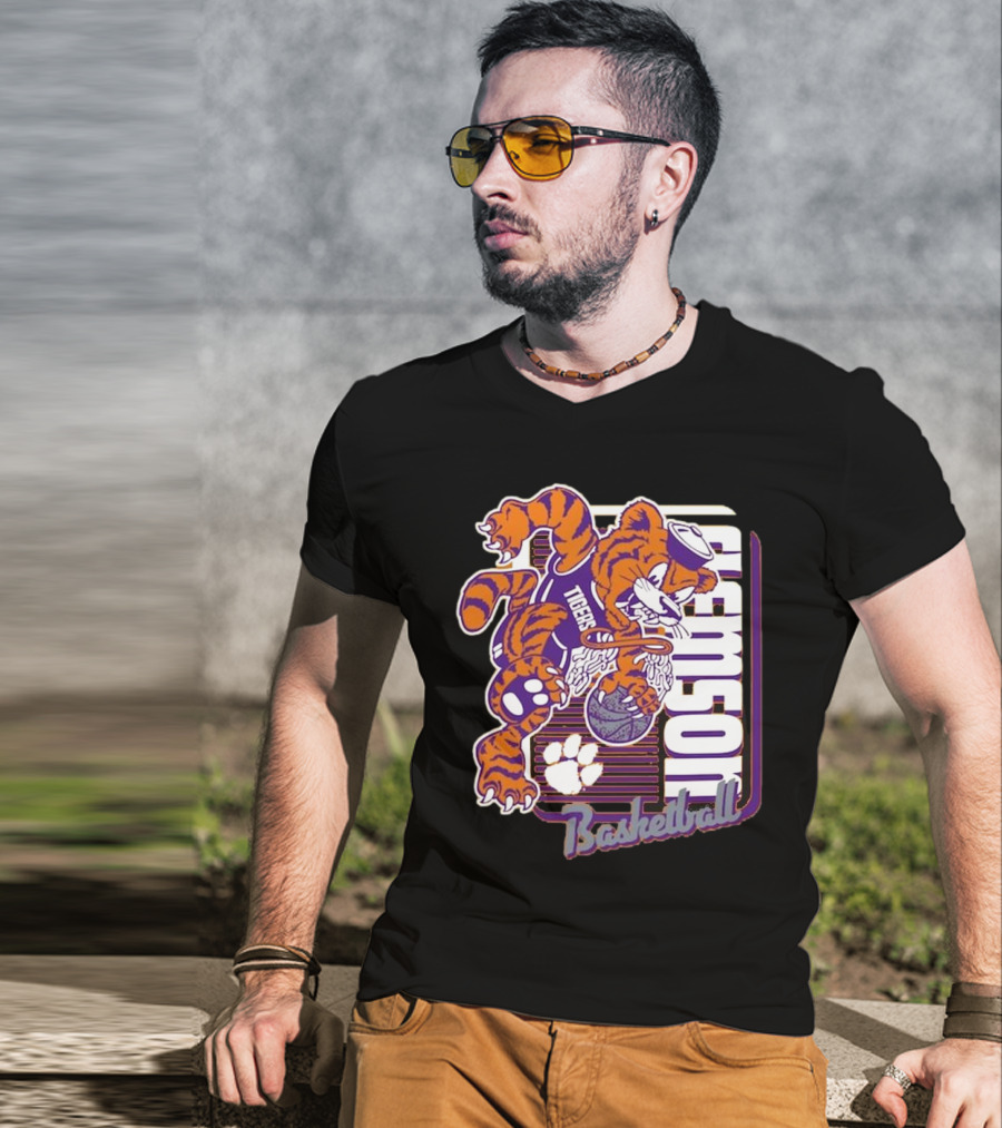 Clemson Tigers Basketball Mascot Dunk 2025 T-Shirt