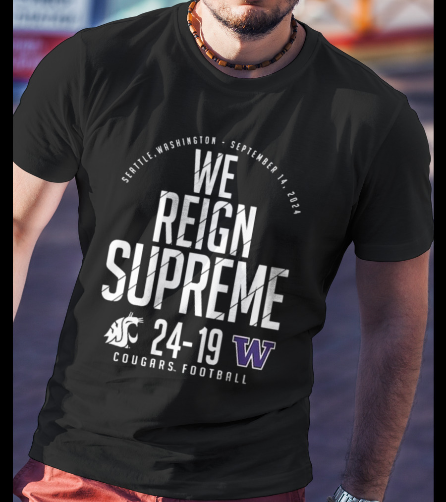 Crimson Washington State Cougars Vs. Washington Huskies Score T-Shirt