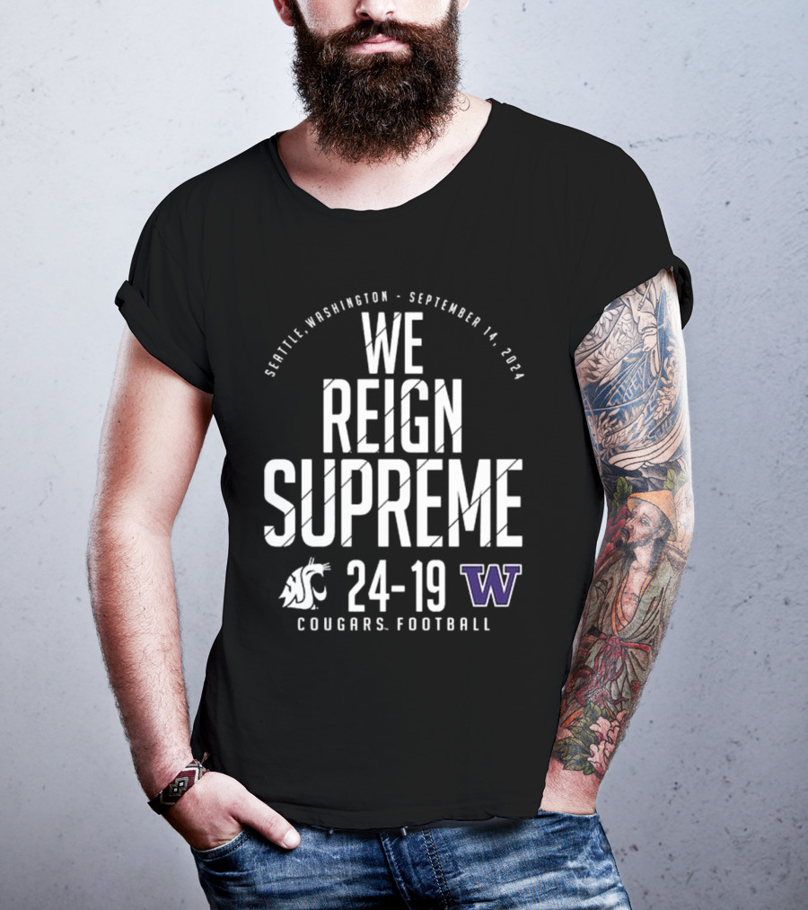 Crimson Washington State Cougars Vs. Washington Huskies Score T-Shirt