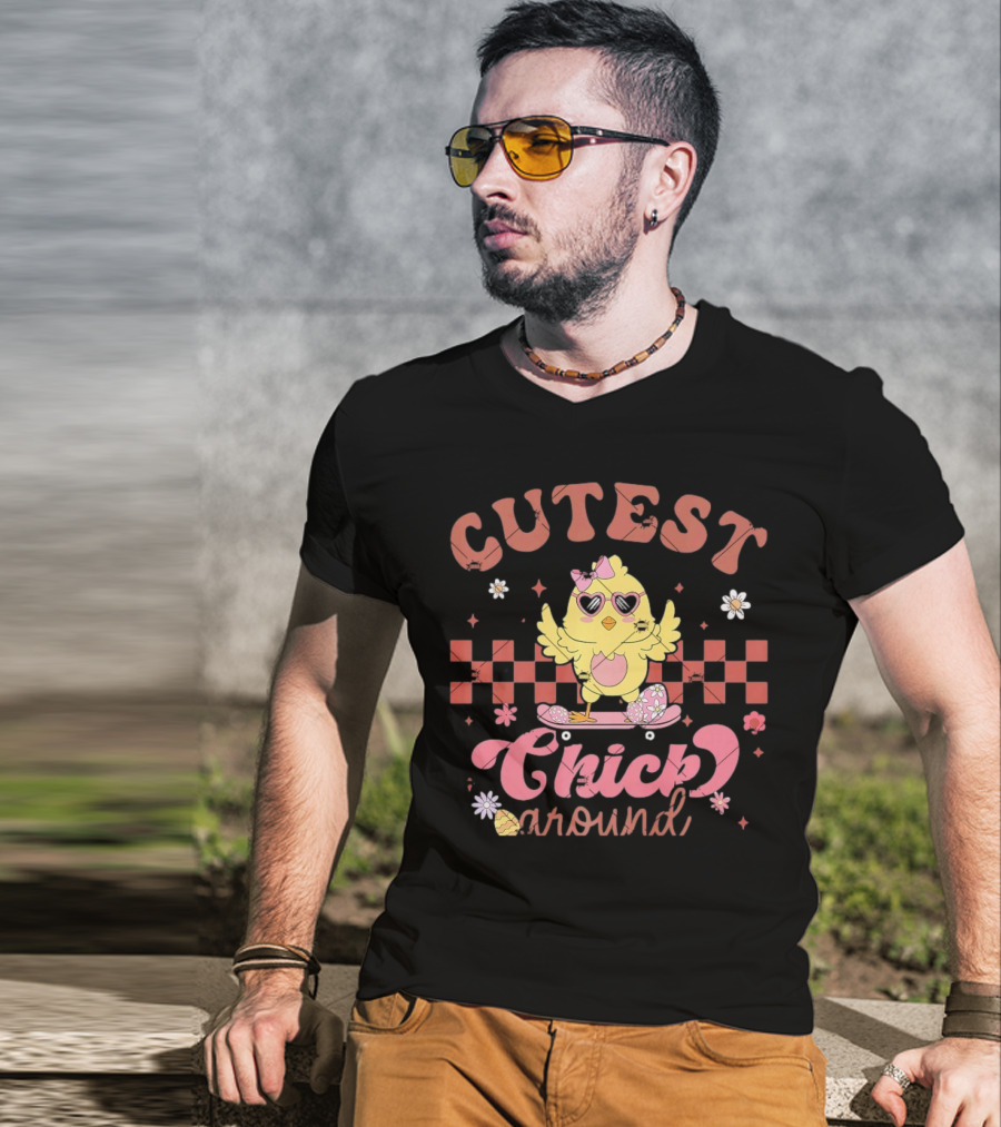 Cutest Chick Around Retro Chicken Easter Egg Hunt T-Shirt