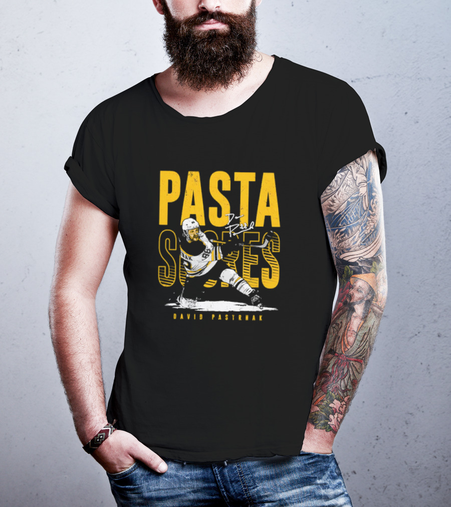 David Pastrnak Boston Bruins NHL Hockey Pasta Scores Signature Vintage T-Shirt