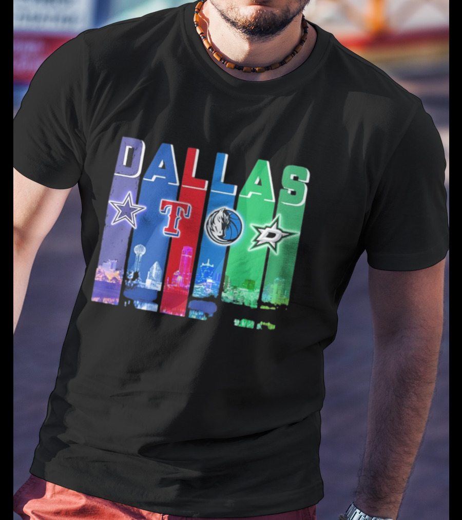 Dallas Retro Skyline Sports Teams Logo T-Shirt